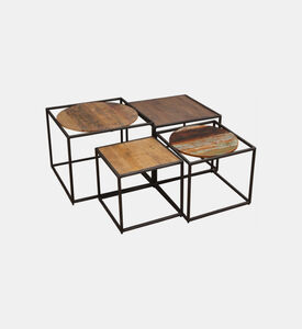 طاولة قهوة خشبية مستديرة من كوادرو