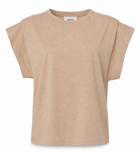 Ba&sh Cotton Double-stitched Hem T-shirt, Beige, M, Packshot View