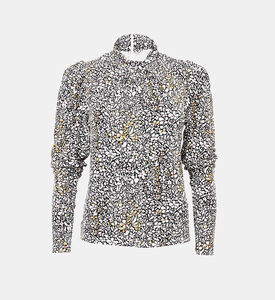 بلوزة بأكمام طويلة لامعة