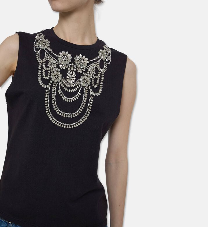 Alice and Olivia Rhinestone-embellished Crewneck Top, Model View