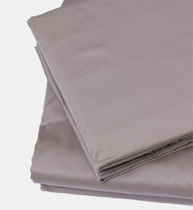 Home Deco and More Lauren Plain Cotton Satin Bed Set, Grey, 200x200-cm, Packshot View