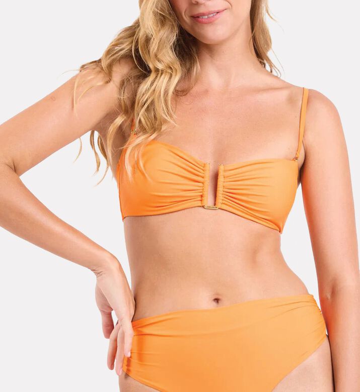Rio De Sol Ruched Bandeau Bikini Top, Model View
