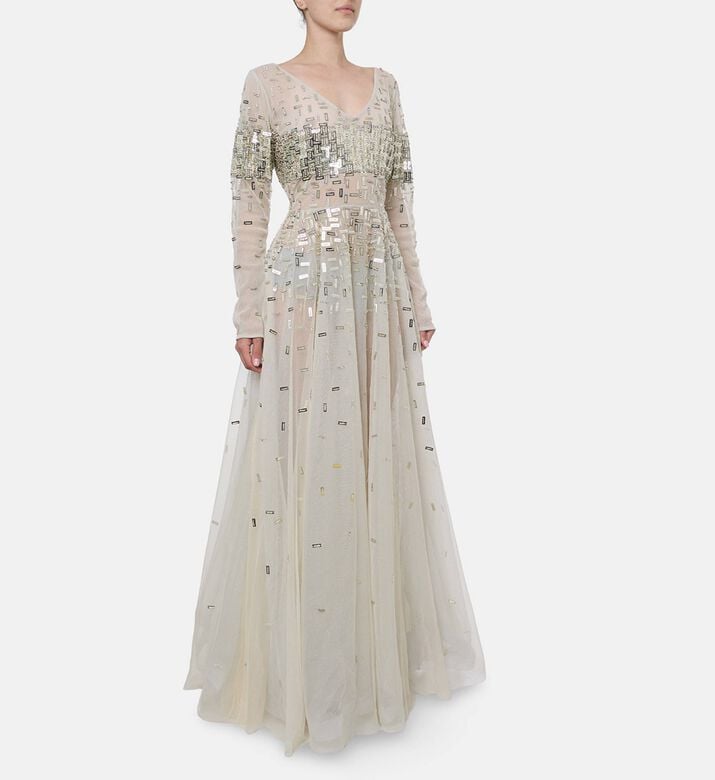 Christophe Guillarme Tonal-embroidery Straight Dress, White, 42, Model View