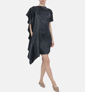 فستان غير متماثل بأكمام قصيرة