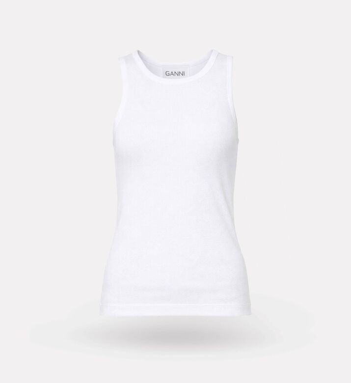 Ganni Minimalist Ribbed Tank Top, Packshot View