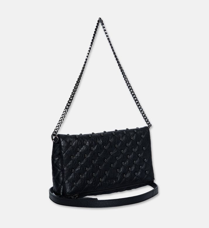 The Kooples Quilted Leather All-over Studded Clutch, Black, Packshot View