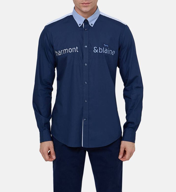 Long-sleeve Embroidered-logo Shirt