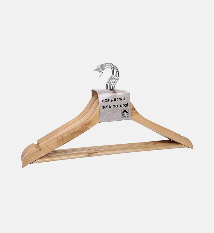 Natural Wooden Hanger 6-piece Set - 44.5 X 1.2 X 23 Cm