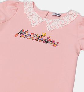 فستان قطن بطبعة شعار ملونة