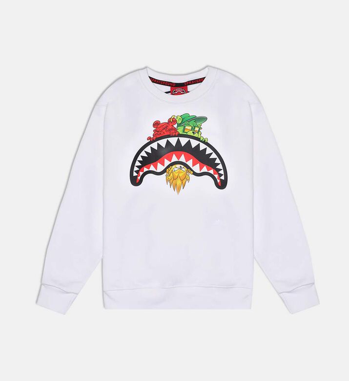 Sprayground Sharks-in-paris Characters Sneaking Sweatshirt, White, 8y, Packshot View