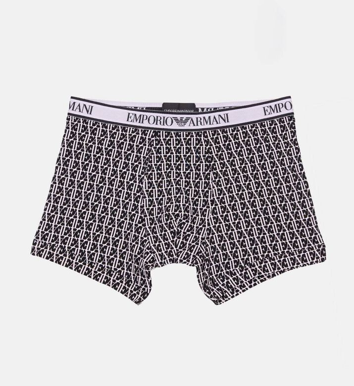 Emporio Armani Cotton Logo-waistband Three-pack Boxer Briefs, Black, M, Packshot View