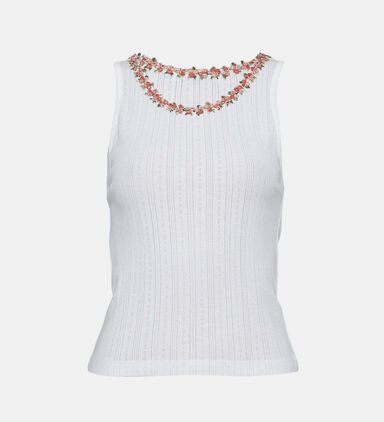 Embellished Neckline Tank Top