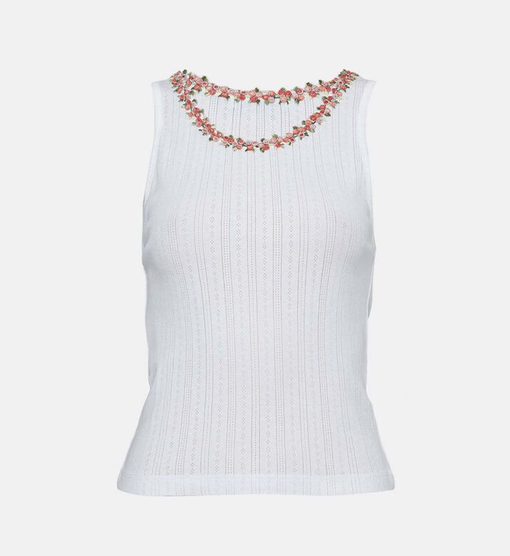 Embellished Neckline Tank Top