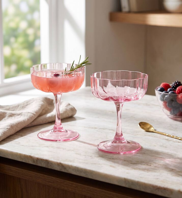 Easy Life Colored Glass 2-piece Glasses Set, Pink, Model View