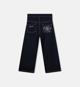 Floral-embroidery Denim Trousers