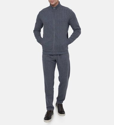 Stripe-print High-neck Jacket
