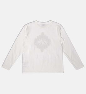 تيشيرت قطن طويل الأكمام بياقة دائرية وطبعة بيزلي