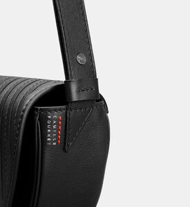 Camille Fournet Astral Calf Leather Pleated Half-moon Handbag, Black, Packshot View