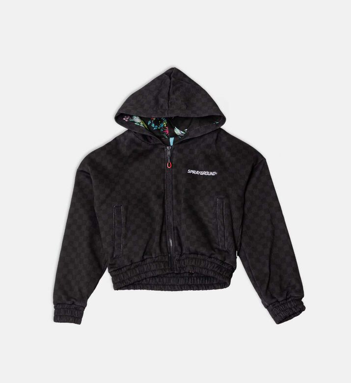 Floral Checkered Full-zip Jacket