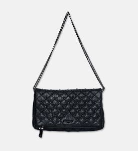 The Kooples Quilted Leather All-over Studded Clutch, Black, Packshot View