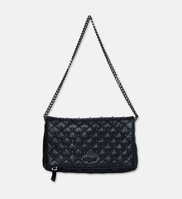 The Kooples Quilted Leather All-over Studded Clutch, Black, Packshot View