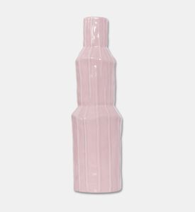 Kersten Ceramic Glazed Ribbed Vase, Pink, 8.2x8.2x28.5-cm, Packshot View