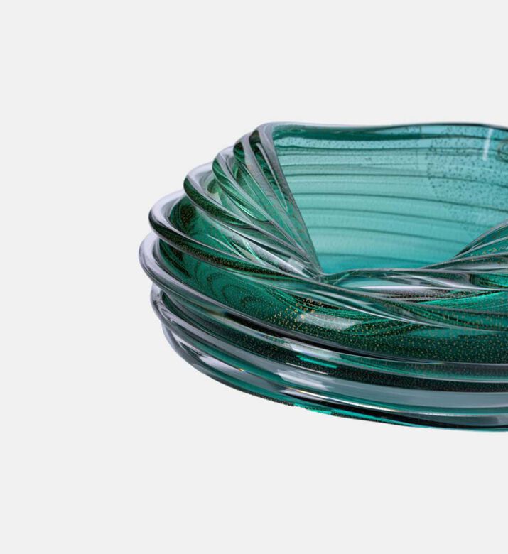 Gileno Ninho Handmade Gold Crystal Bowl, Transparent, Packshot View