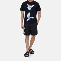 Tonal Wing-graphic Wide-leg Shorts