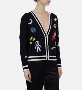 Alice and Olivia Space Staceface-embroidery Cardigan, Model View