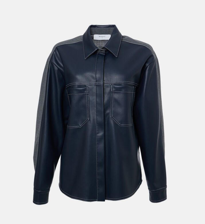 Leather Patch Pockets Shirt