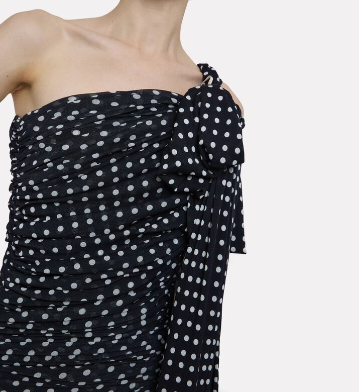 Patou Asymmetrical Polka-dot Print Mini Dress, Model View