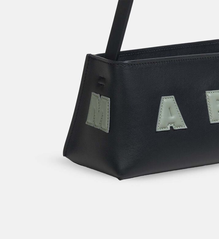 Leather Logo-embroidery Shoulder Bag