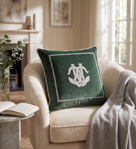 Roberto Cavalli Platinum Snake Decorative Cushion, Green, Packshot View