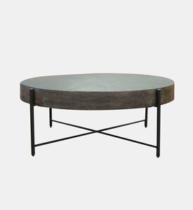 Home Deco and More Mountain Round Wooden Coffee Table, Brown, Packshot View