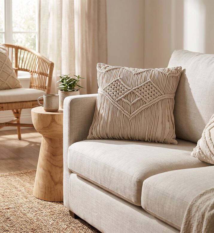 Home Deco and More Kaya Natural Cotton Cushion, Packshot View