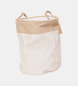 Home Deco and More Canvas Jute Round Storage Basket, Packshot View
