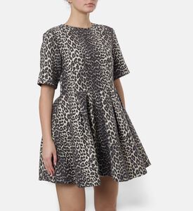 Ganni Leopard-print Short-sleeve Mini Dress, Model View