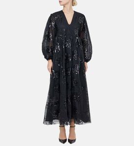 Tulle Floral-embroidery Maxi Dress