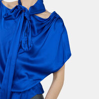 Mitsuko Draped One Shoulder Asymmetric Scarf Blouse