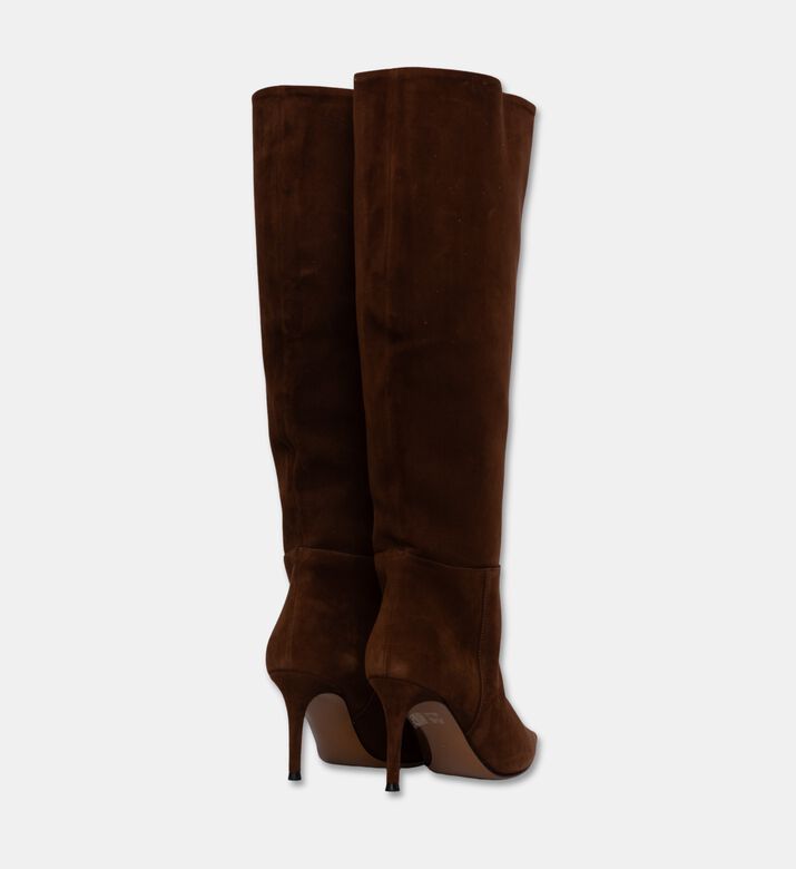 Roberto Festa Thea Suede Knee-high Pointed-toe Boots, Brown, Eu-39, Packshot View