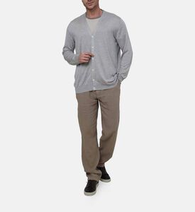 كارديغان كتان حرير بياقة بشكل في