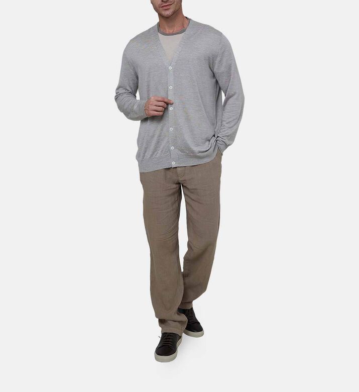 V-neck Silk Linen Cardigan