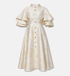 Poca and Poca Jacquard Ruffled Sleeve Midi Dress, Packshot View