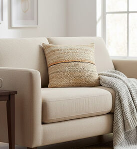 Home Deco and More Nara Jute Fabric Rectangular Filled And Vaccumed Cushion, Packshot View