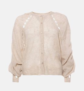 Mes Demoiselles Long-sleeve Button-down Cardigan, Taupe, M, Packshot View