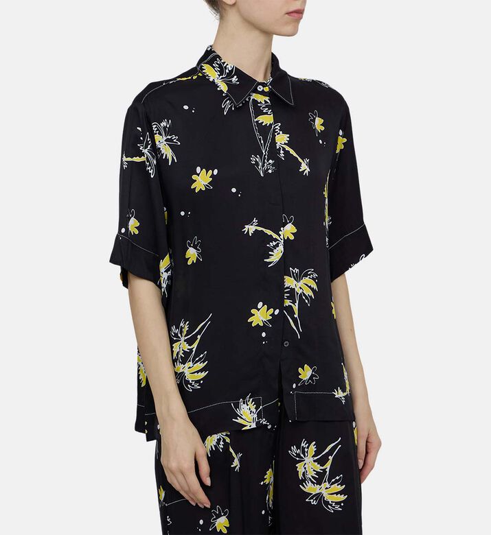 Boxy-fit Front Opening Printed Shirt