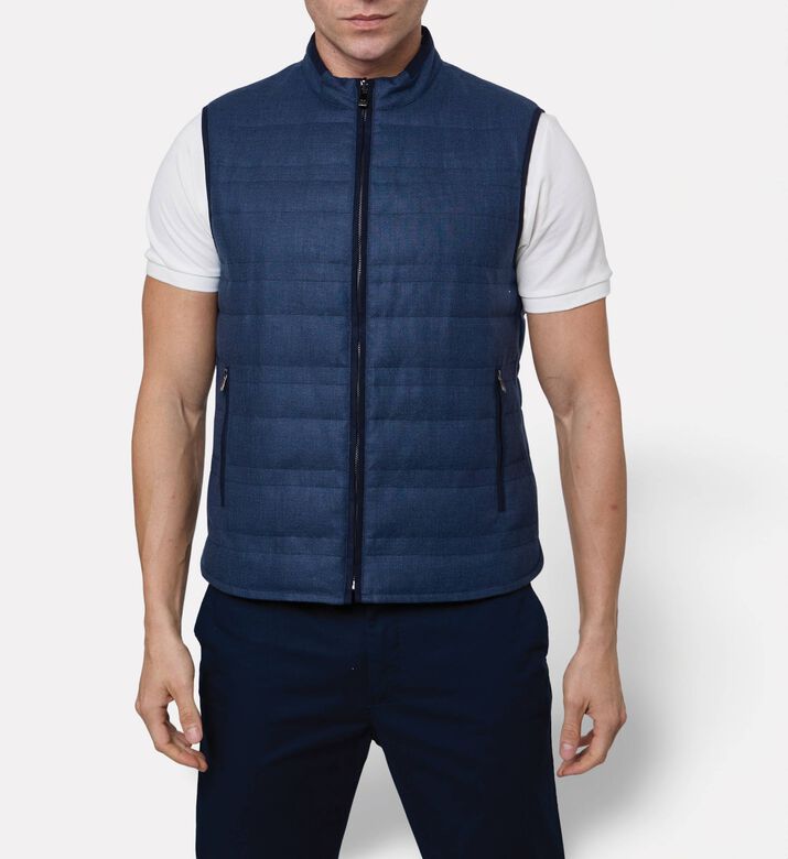 Corneliani Side-zip Pockets Slim-fit Vest, Navy, 58, Model View