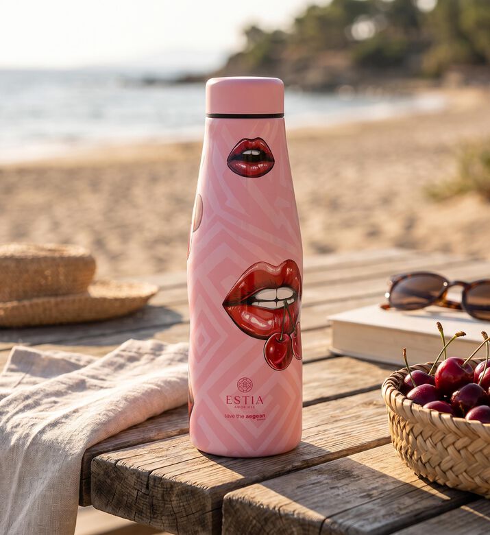 Estia Save The Aegean Blush Pop Travel Flask, Model View