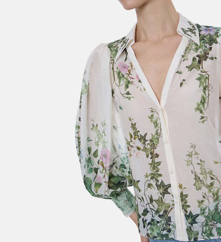 Floral Puff Long-sleeve Blouse