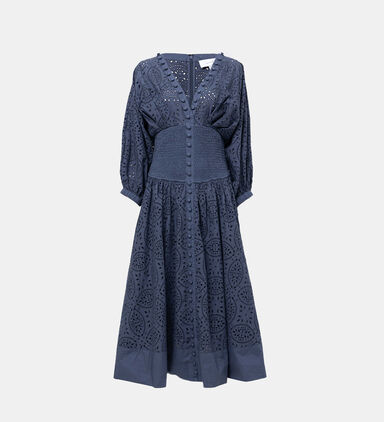 Regina Cotton Broderie Midi Dress
